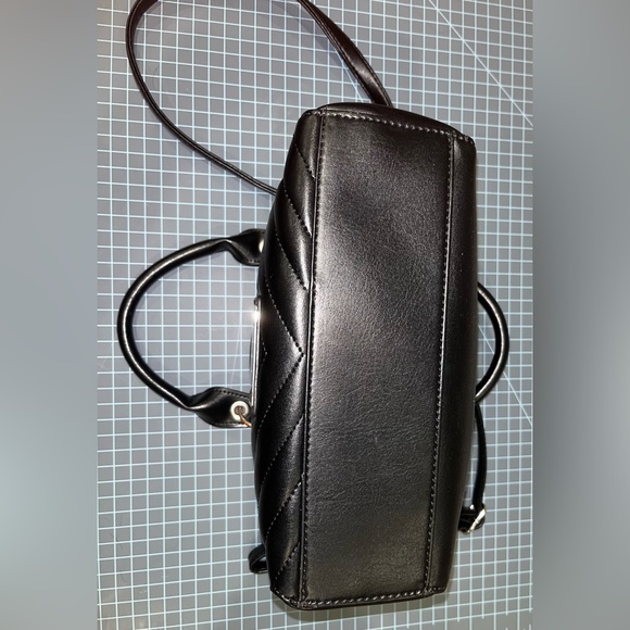 Nicole Miller black faux leather chevron satchel purse - Picture 9 of 16